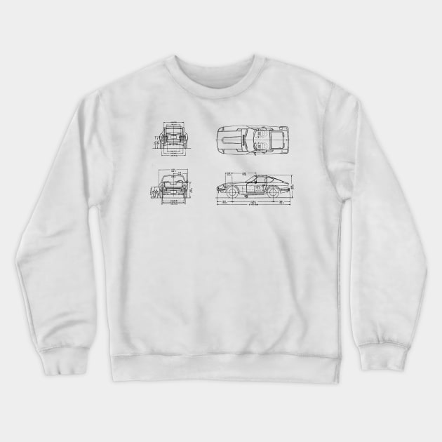 Nissan Datsun 240Z schematic Crewneck Sweatshirt by BuiltOnPurpose